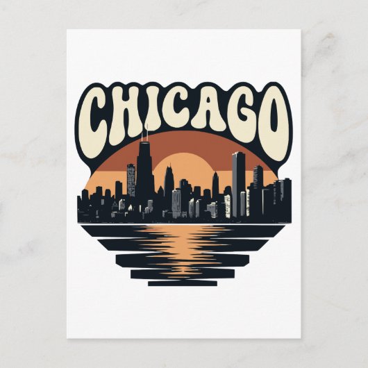 Chicago Skyline Lake Michigan Vintage Willis Tower Briefkaart (Voorkant)