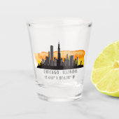 Chicago Skyline Latitude & Longitude Shot Glass Shot Glas (Voorkant)