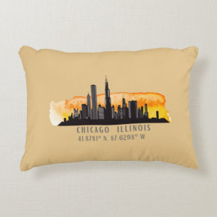 Chicago Skyline lengte- en breedtegraad Accent Kussen