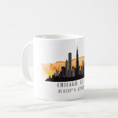 Chicago Skyline lengte- en breedtegraad Koffiemok (Voorkant links)