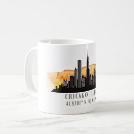 Chicago Skyline lengte- en breedtegraad Koffiemok