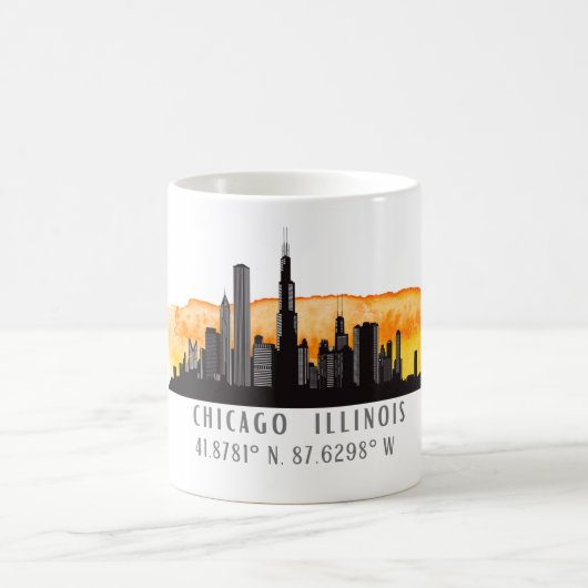 Chicago Skyline lengte- en breedtegraad Koffiemok (Center)