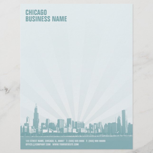 Chicago Skyline letterhead Gepersonaliseerd Briefhoofd (Voorkant)