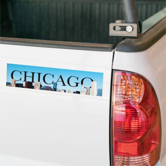 Chicago Skyline met CHICAGO in de Sky Bumpersticker (Op Truck)