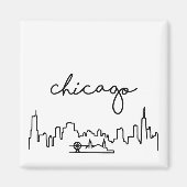 Chicago Skyline met Navy Pier Kleine Magnet (Voorkant)