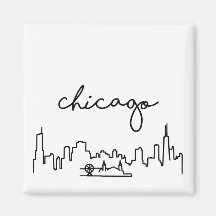 Chicago Skyline met Navy Pier Kleine Magnet
