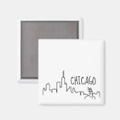 Chicago Skyline met vuurtoren kleine magneet - 2x2 (Voorkant / Achterkant)