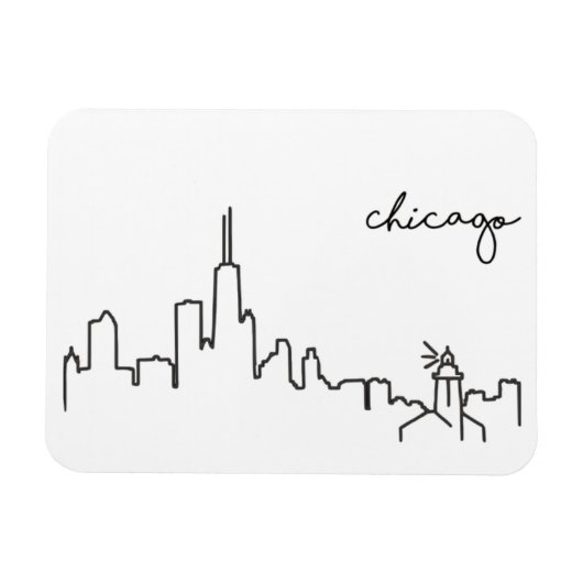 Chicago Skyline met vuurtoren magneet (Horizontaal)