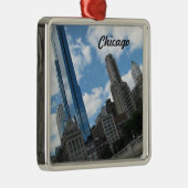 Chicago Skyline Metalen Ornament (Rechts)