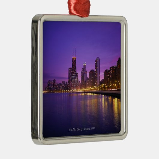 Chicago Skyline Metalen Ornament (Rechts)