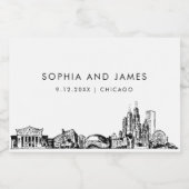 Chicago Skyline Mini Sparkling Wijnetiket (Enkel label)