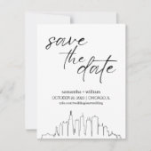 Chicago Skyline MINIMALIST Save The Date Kaart (Voorkant)