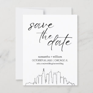 Chicago Skyline MINIMALIST Save the Date Kaart
