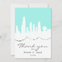 Chicago Skyline mint en roze
