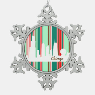 Chicago skyline modern kerstornament tin sneeuwvlok ornament