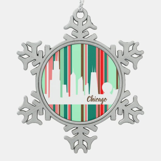 Chicago skyline modern kerstornament tin sneeuwvlok ornament (Voorkant)