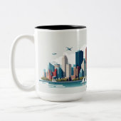 Chicago Skyline Mok, 15oz Tweekleurige Koffiemok (Links)