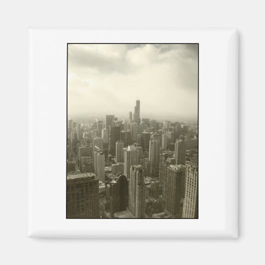 Chicago Skyline Mono Magneet (Voorkant)