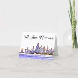 Chicago Skyline Muchas Gracias Bedankkaart