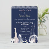 Chicago Skyline Navy blauwe kant elegant Kaart (Staand voorkant)