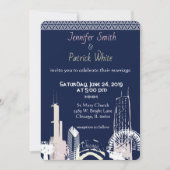 Chicago Skyline Navy blauwe kant elegant Kaart (Voorkant)