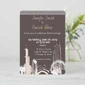 Chicago Skyline Navy blue lace elegant Kaart (Staand voorkant)