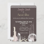 Chicago Skyline Navy blue lace elegant Kaart (Voorkant)