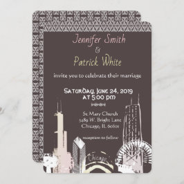 Chicago Skyline Navy blue lace elegant Kaart