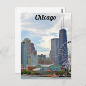 Chicago Skyline Navy Pier & Hancock Briefkaart (Voorkant / Achterkant)