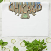 Chicago Skyline newwave beachy Theedoek (Gevouwen)