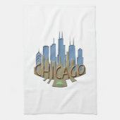 Chicago Skyline newwave beachy Theedoek (Verticaal)