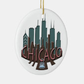 Chicago Skyline newwave chocolade Keramisch Ornament (Rechts)
