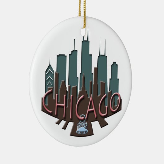 Chicago Skyline newwave chocolade Keramisch Ornament (Rechts)