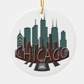 Chicago Skyline newwave chocolade Keramisch Ornament (Voorkant)