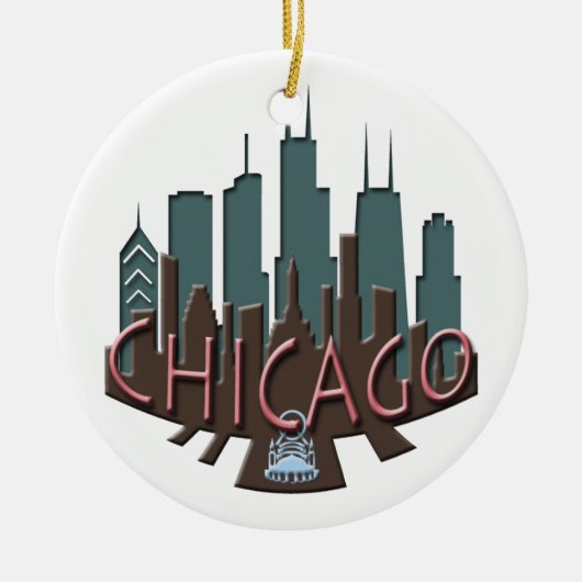 Chicago Skyline newwave chocolade Keramisch Ornament (Voorkant)