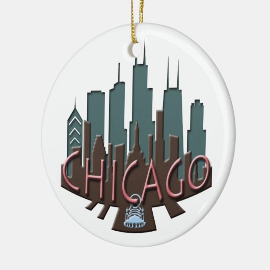 Chicago Skyline newwave chocolade Keramisch Ornament (Links)