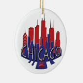 Chicago Skyline newwave patriot Keramisch Ornament (Rechts)