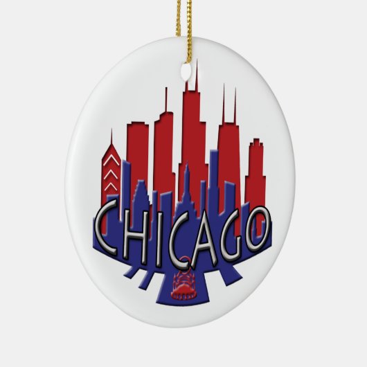 Chicago Skyline newwave patriot Keramisch Ornament (Rechts)
