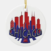 Chicago Skyline newwave patriot Keramisch Ornament (Voorkant)