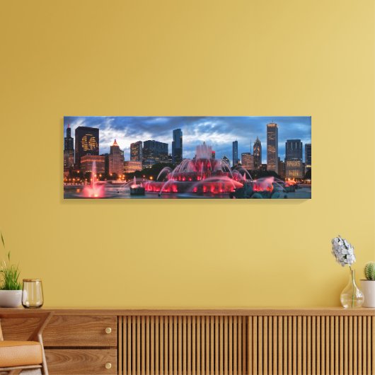 Chicago Skyline op Canvas 12x36 (Insitu (Woonkamer))