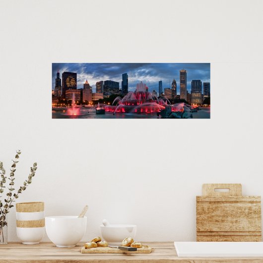 Chicago Skyline op Canvas Poster (Keuken)
