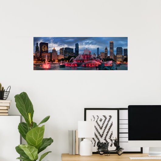 Chicago Skyline op Canvas Poster (Thuiskantoor)