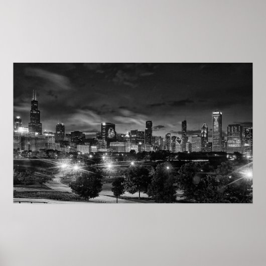 Chicago Skyline op Canvas Poster (Voorkant)