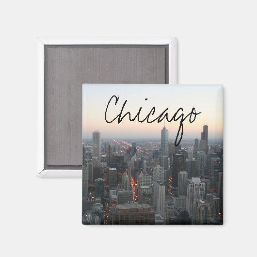 Chicago Skyline op Sunset Magneet (Voorkant / Achterkant)