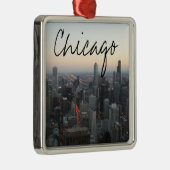 Chicago Skyline op Sunset Metalen Ornament (Rechts)