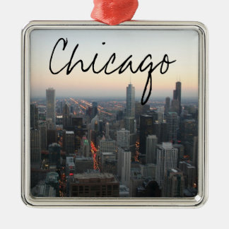 Chicago Skyline op Sunset Metalen Ornament