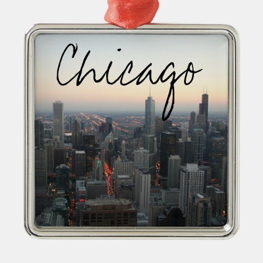 Chicago Skyline op Sunset Metalen Ornament (Voorkant)