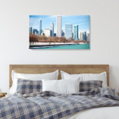 Chicago skyline over bevroren meer Michigan Canvas Afdruk (Insitu (Slaapkamer))
