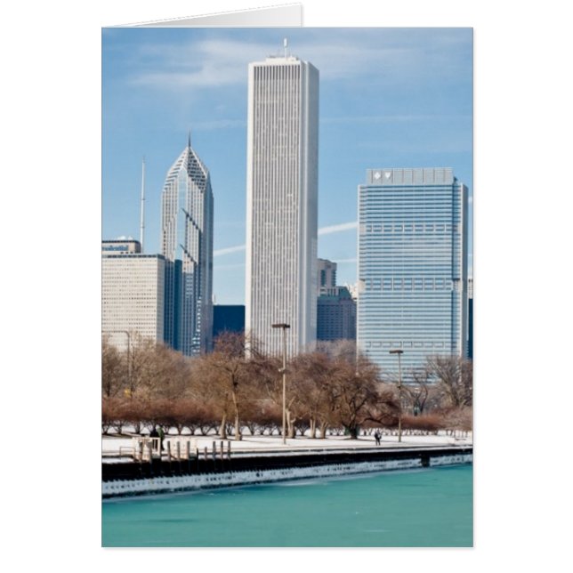Chicago skyline over het bevroren meer van Michiga (Voorkant)