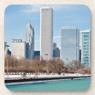 Chicago skyline over het bevroren meer van Michiga Drankjes Onderzetter